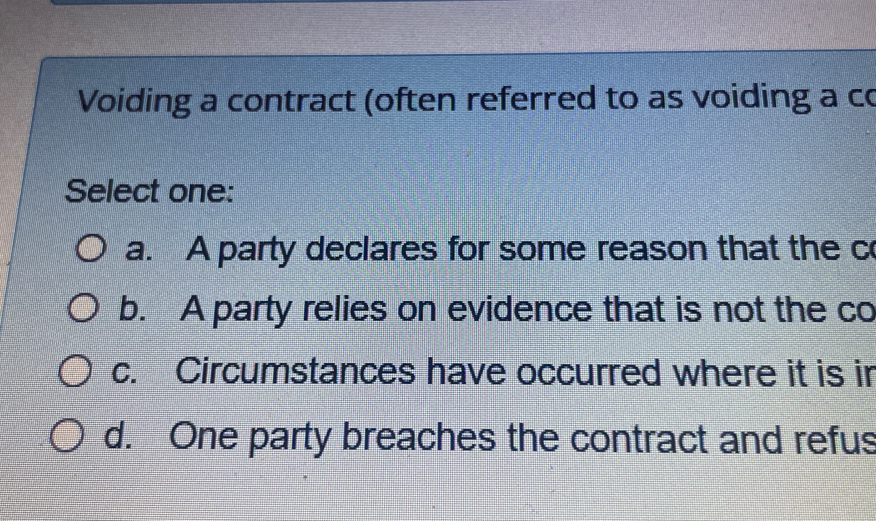  Voiding a contract (often referred to as voiding a cc Select
