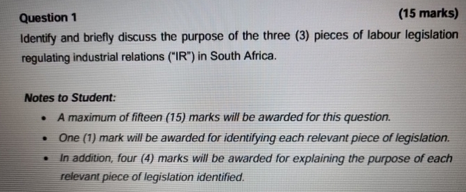  Question 1 (15 marks) Identify and briefly discuss the purpose of