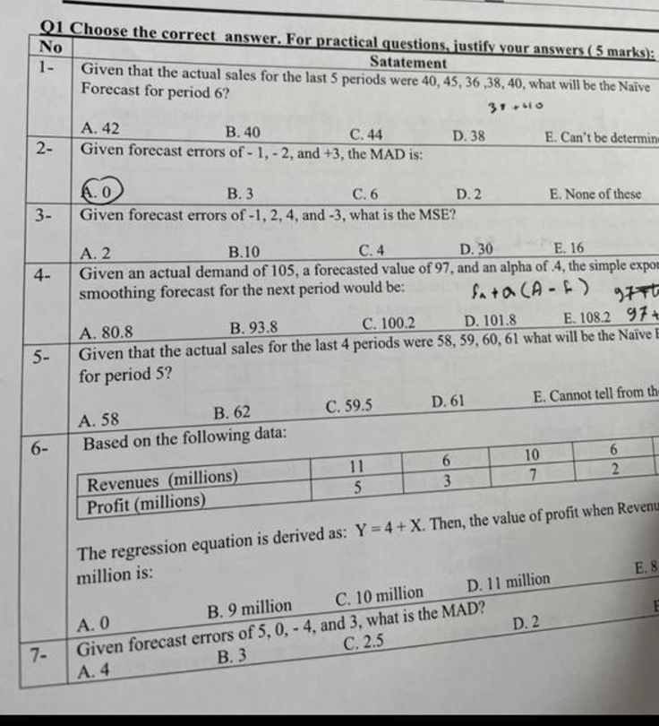  Q1 Choose the correct answer. For practical questions, justify your answers