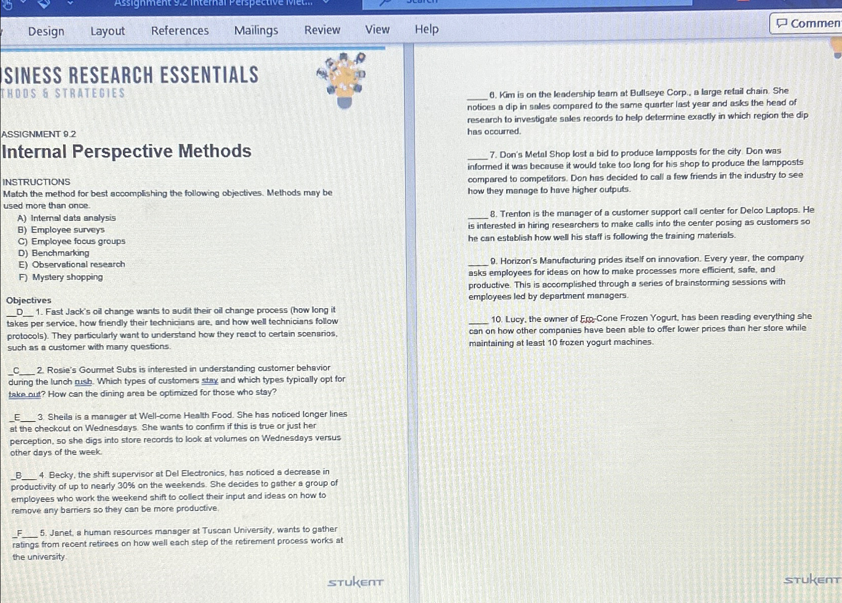  Design Layout References Mailings Review View Help SINESS RESEARCH ESSENTIALS THOOS