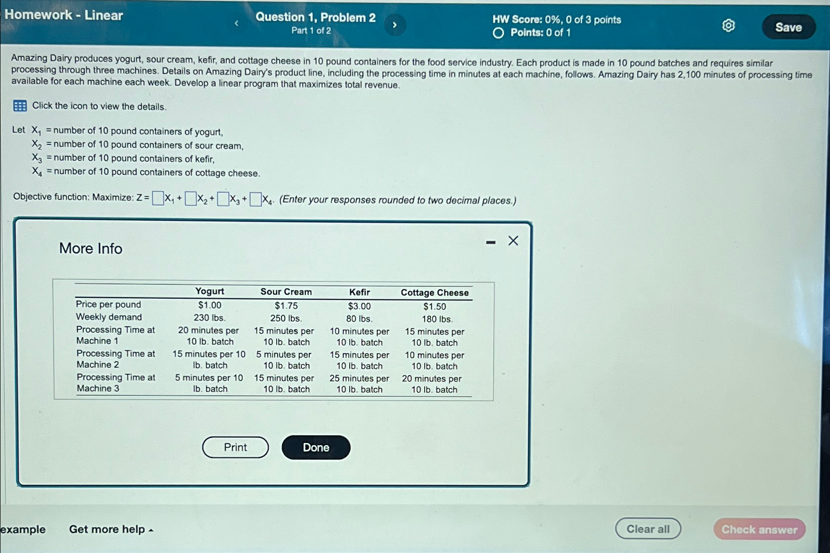  Homework - Linear Question 1, Problem 2 HW Score: 0%,0 of