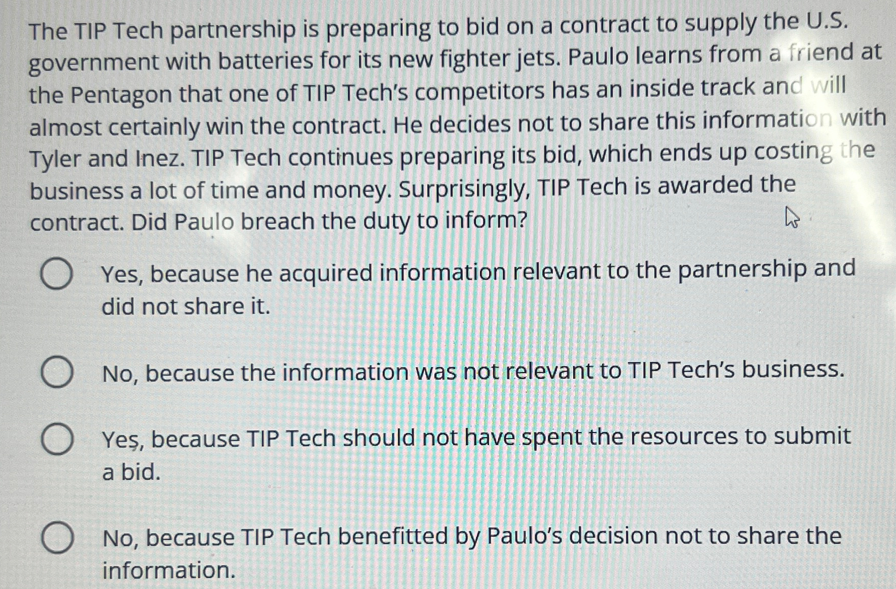  The TIP Tech partnership is preparing to bid on a contract