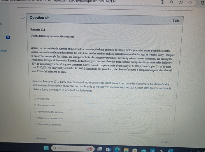  Question 49 2 pts Scenario 17.1 Use the folloxing to answer