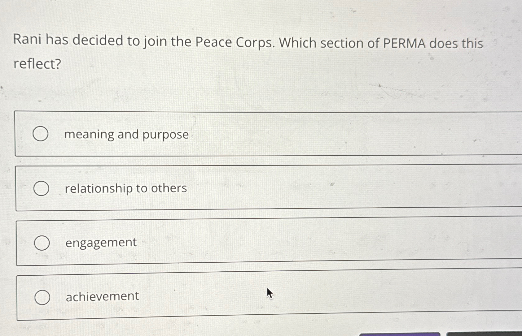  Rani has decided to join the Peace Corps. Which section of