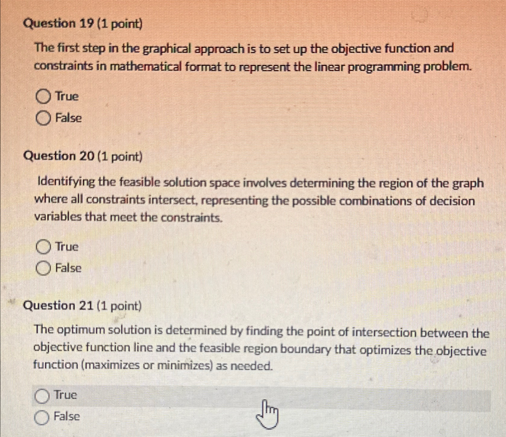  Question 19(1 point) The first step in the graphical approach is
