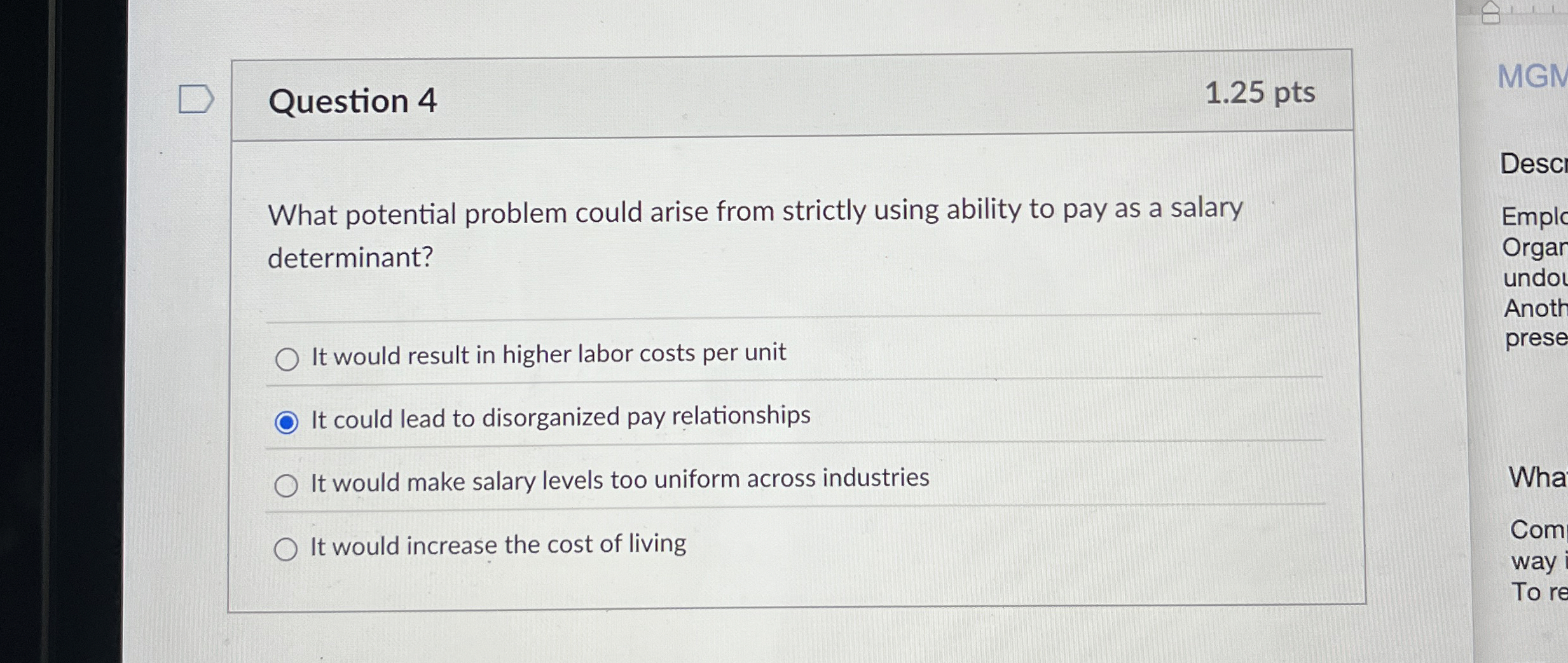  Question 4 What potential problem could arise from strictly using ability