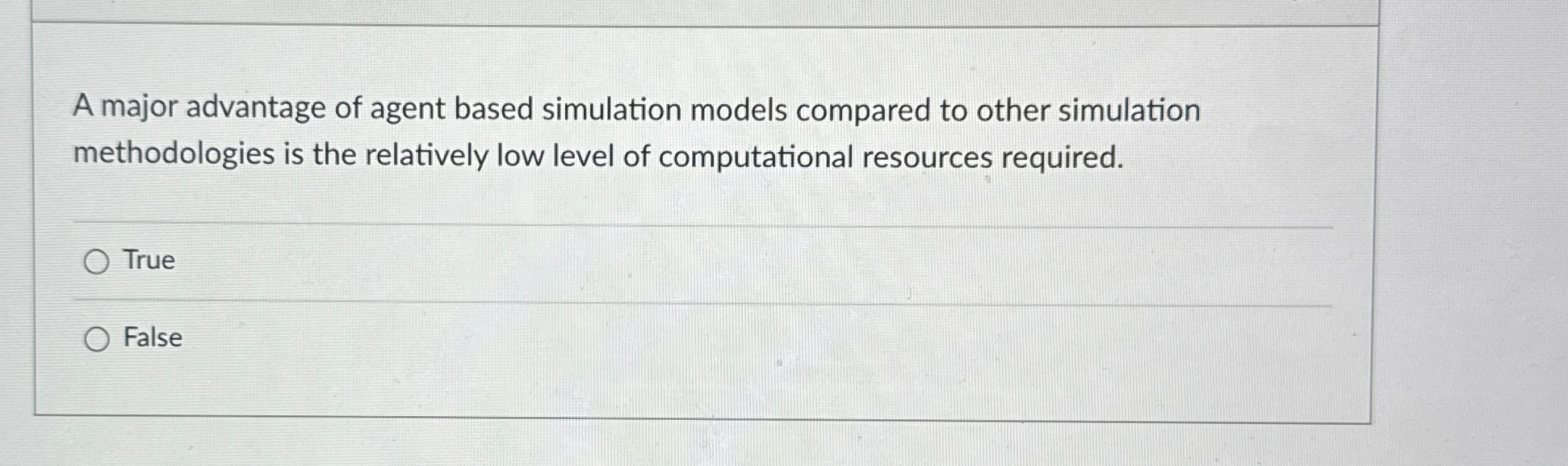  A major advantage of agent based simulation models compared to other