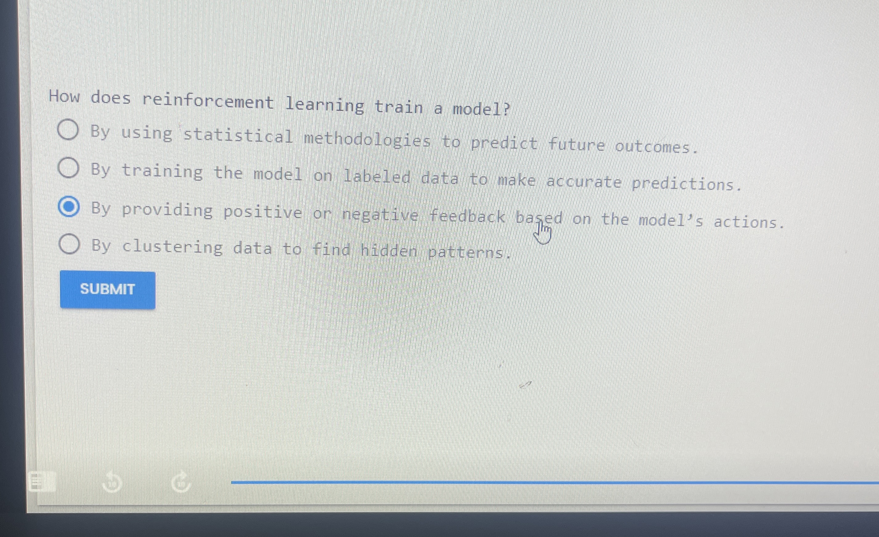  How does reinforcement learning train a model? By using statistical methodologies