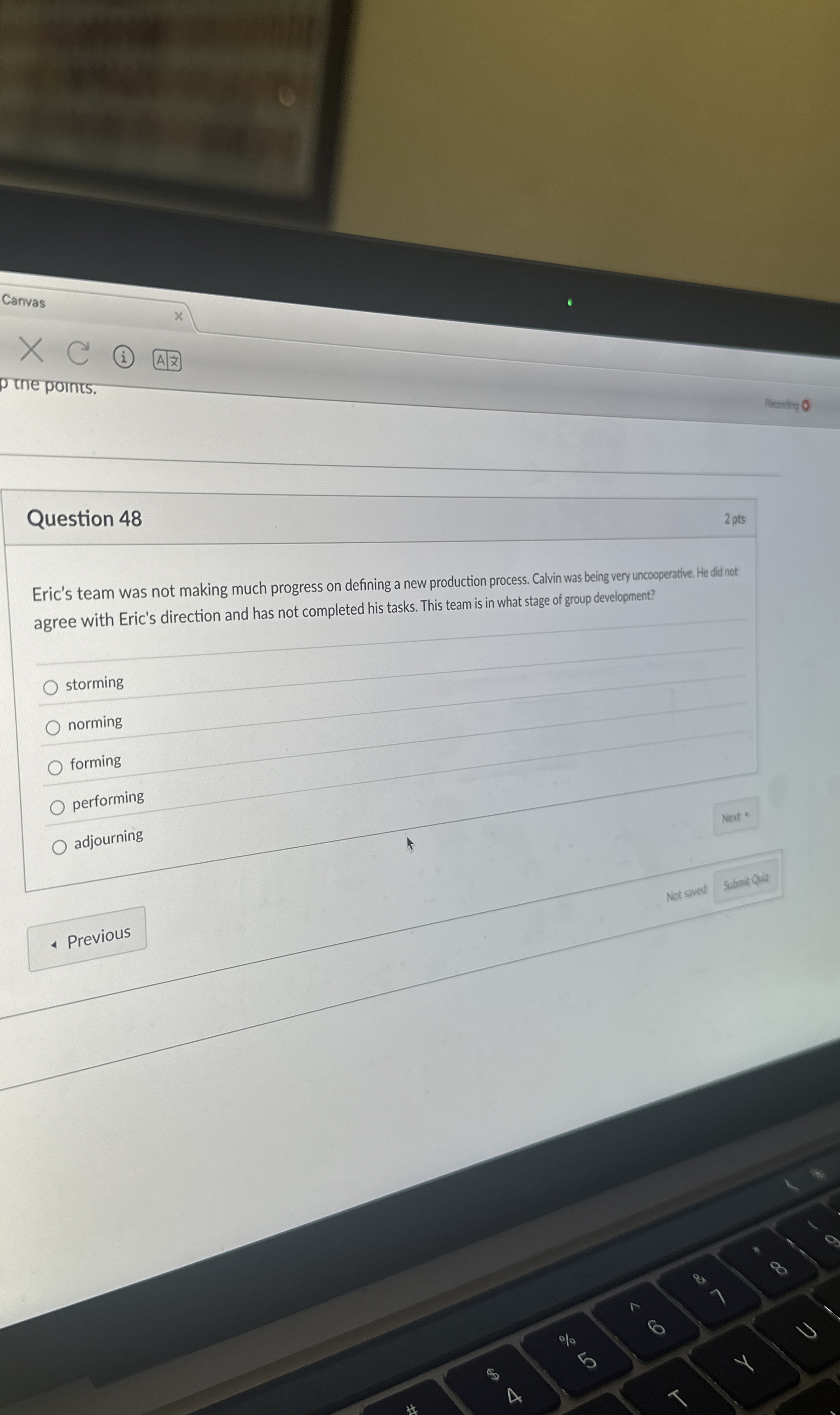  Question 48 Eric's team was not making much progress on defining