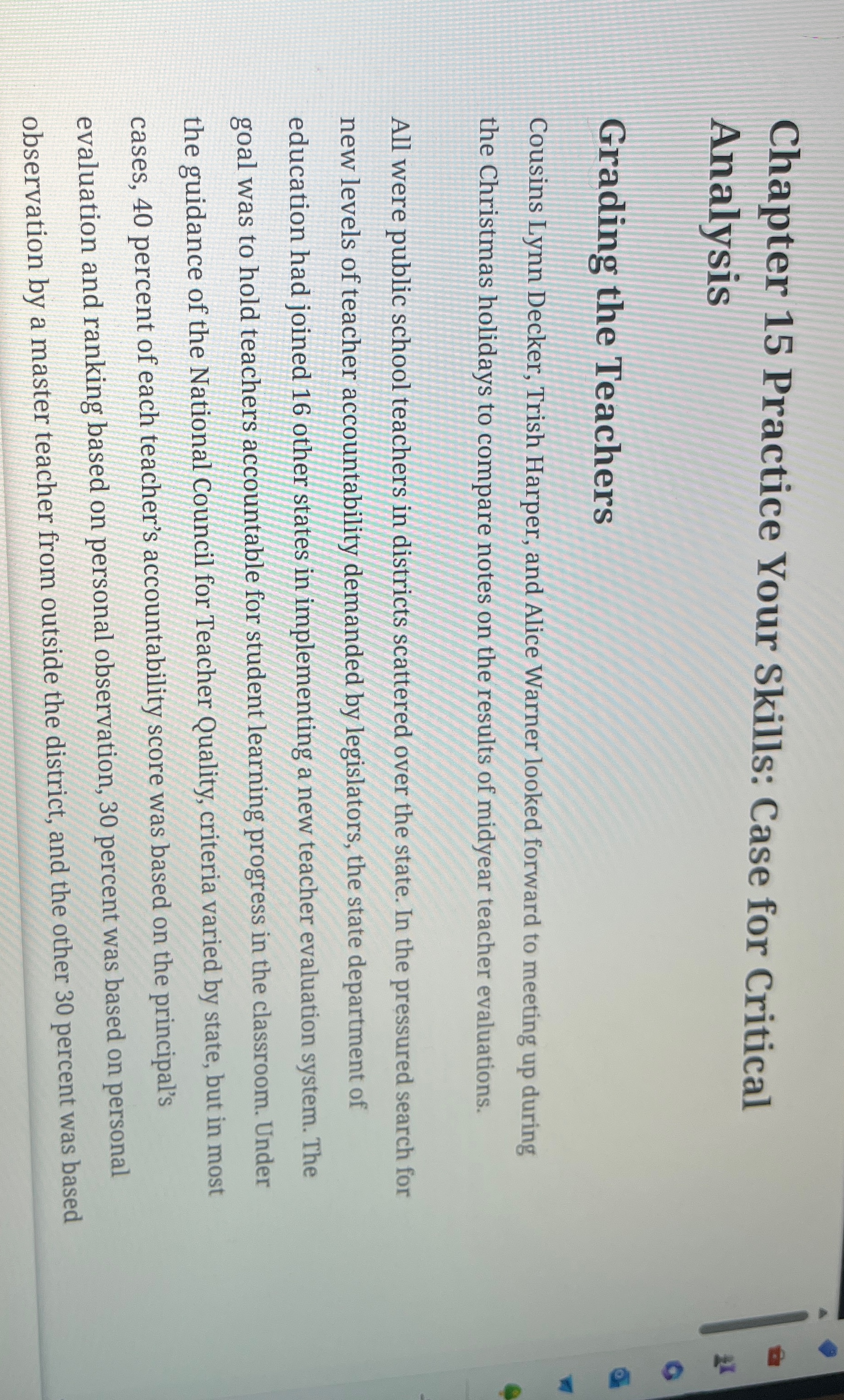 Chapter 15 Practice Your Skills: Case for Critical Analysis Grading the
