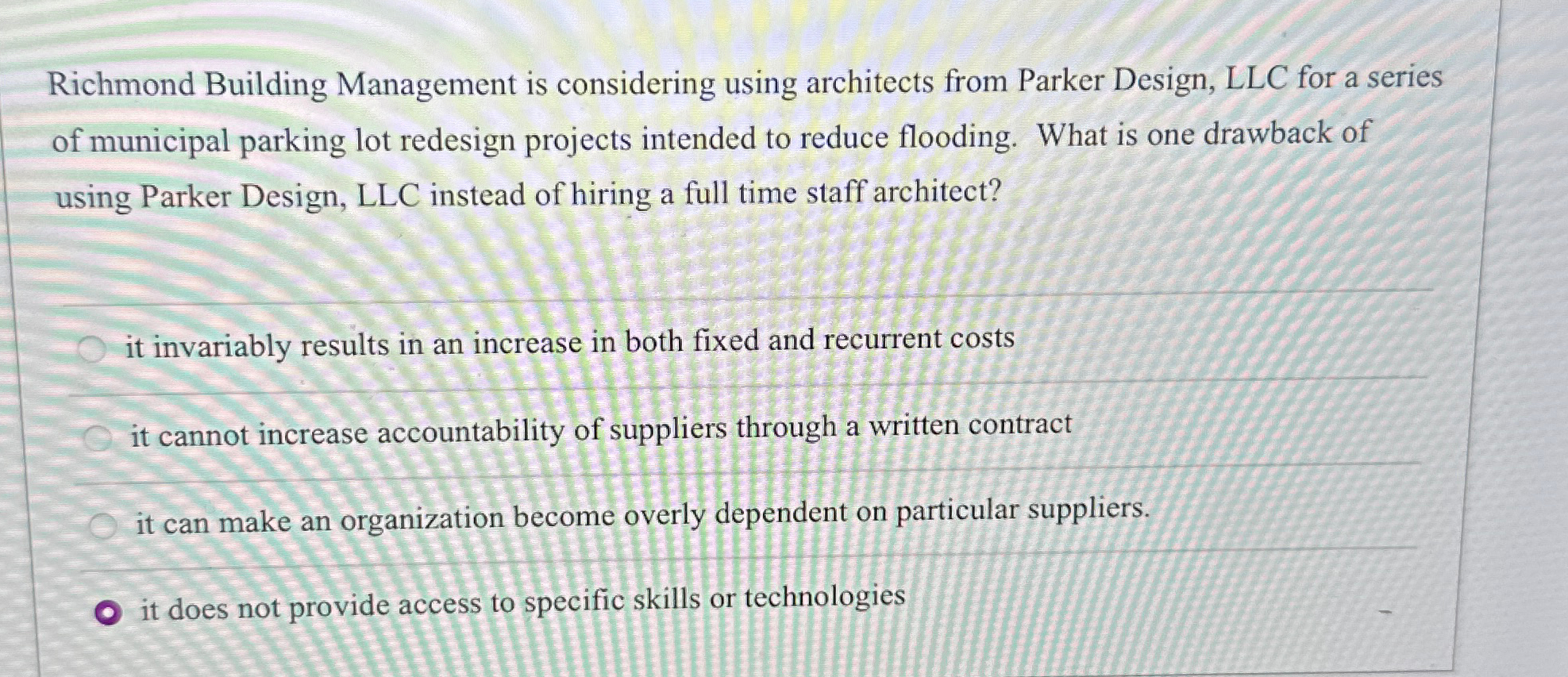 Richmond Building Management is considering using architects from Parker Design, LLC