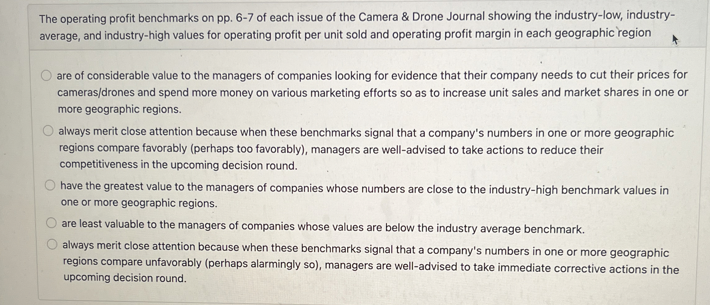  The operating profit benchmarks on pp.6-7 of each issue of the