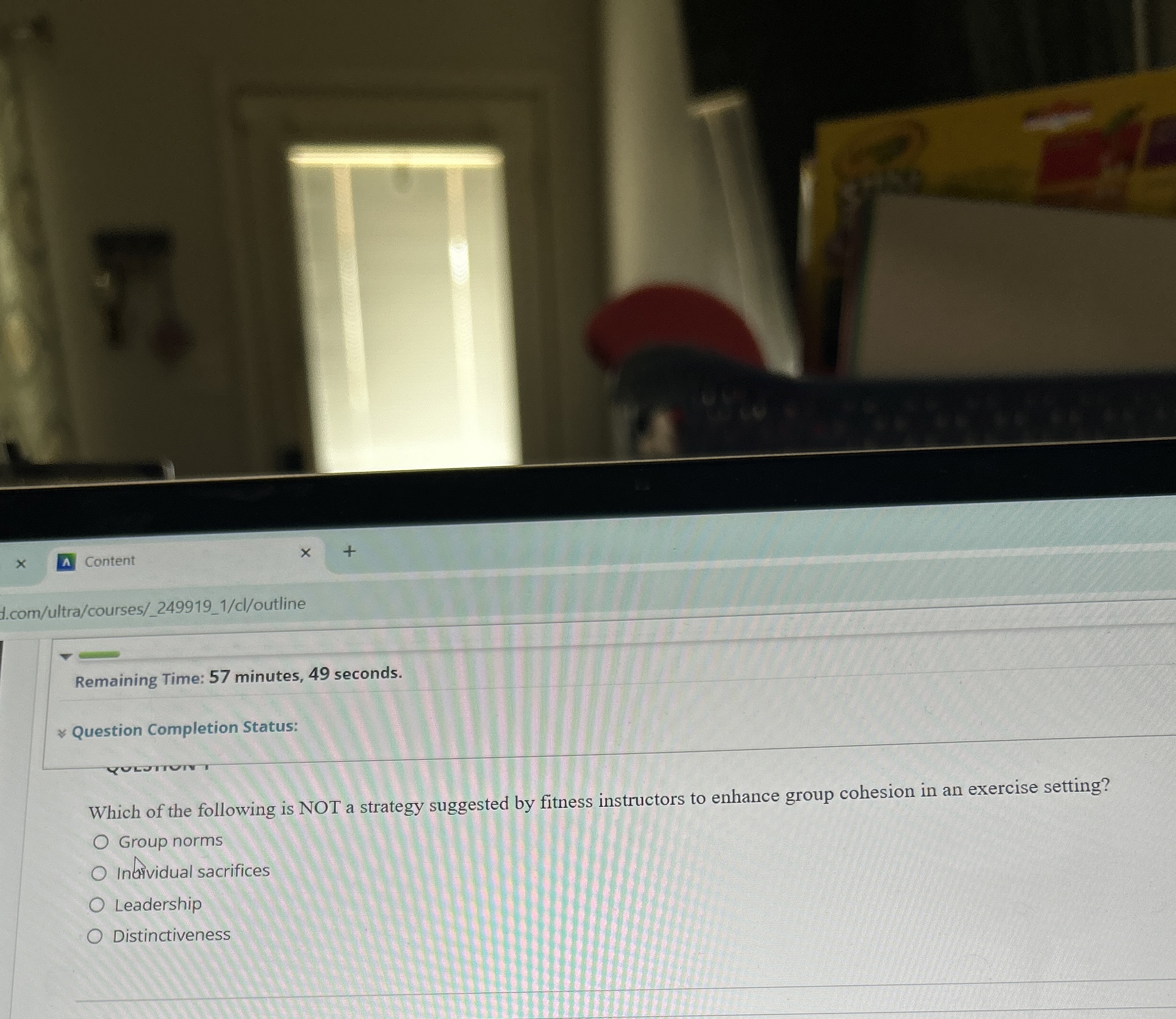  A Content d.com/ultra/courses/_249919_1/cl/outline Remaining Time: 57 minutes, 49 seconds. ~~ Question