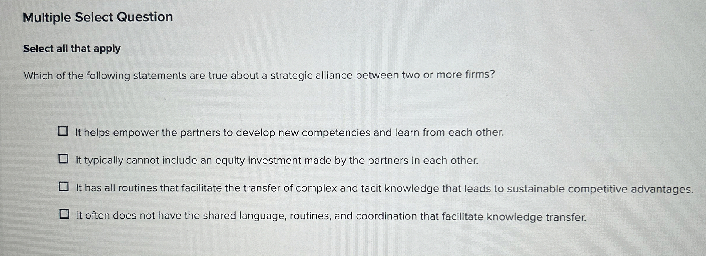  Multiple Select Question Select all that apply Which of the following