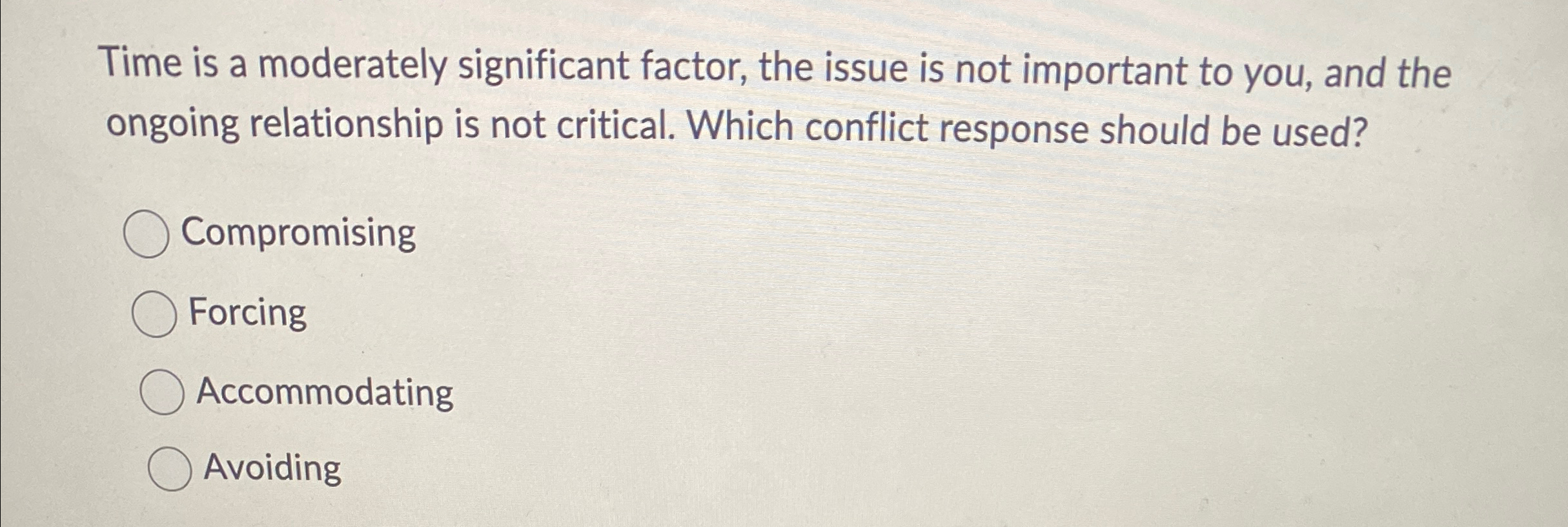  Time is a moderately significant factor, the issue is not important