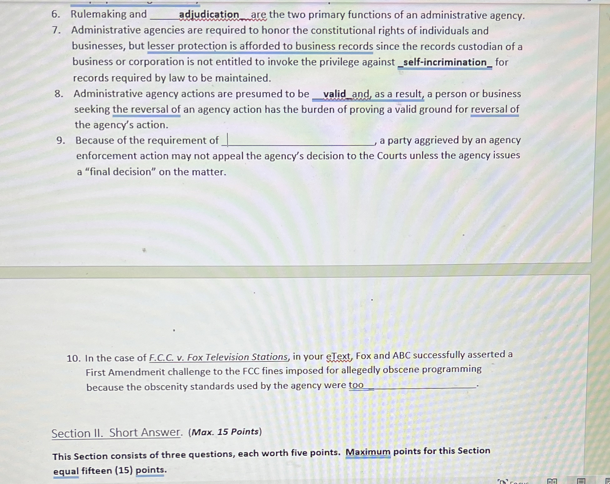  Rulemaking and q, adjudication are the two primary functions of an