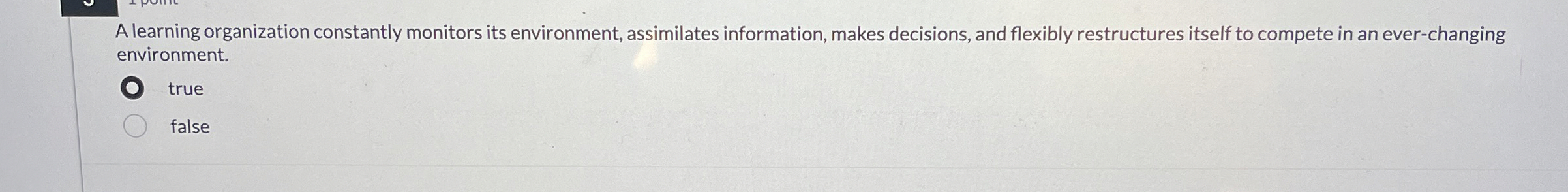  A learning organization constantly monitors its environment, assimilates information, makes decisions,