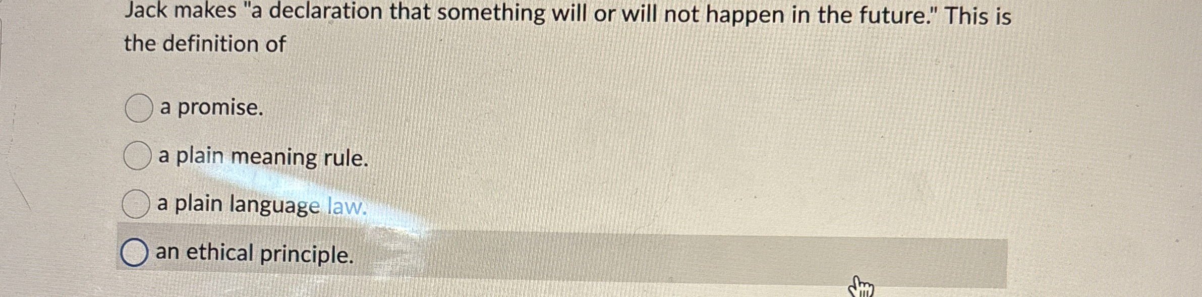  Jack makes "a declaration that something will or will not happen
