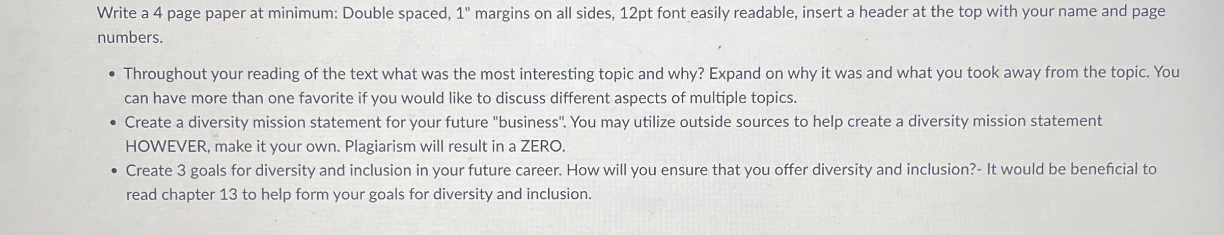  Write a 4 page paper at minimum: Double spaced, 1" margins