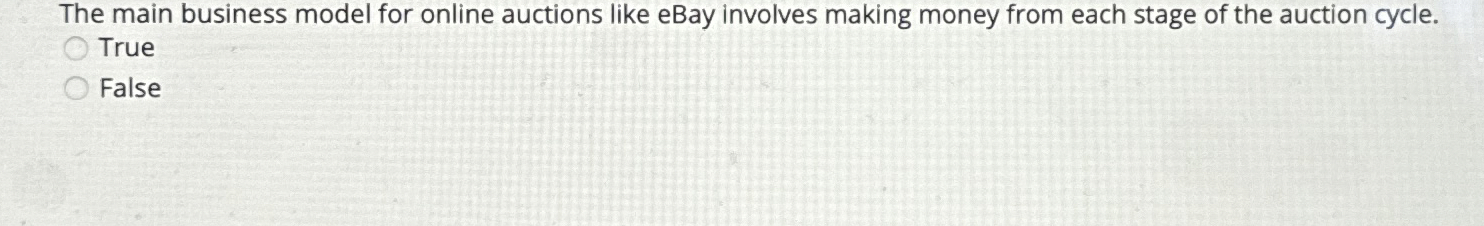  The main business model for online auctions like eBay involves making