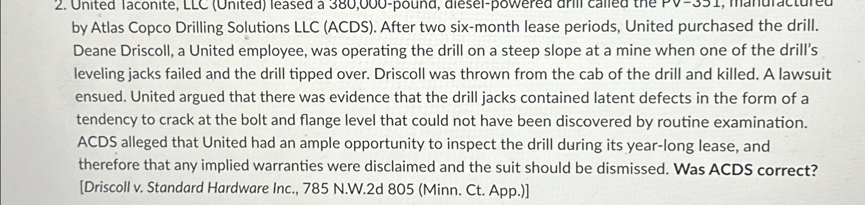  by Atlas Copco Drilling Solutions LLC (ACDS). After two six-month lease