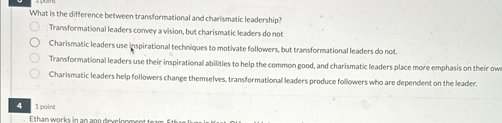  What is the difference between transformational and charismatic leadership? Transformational leaders