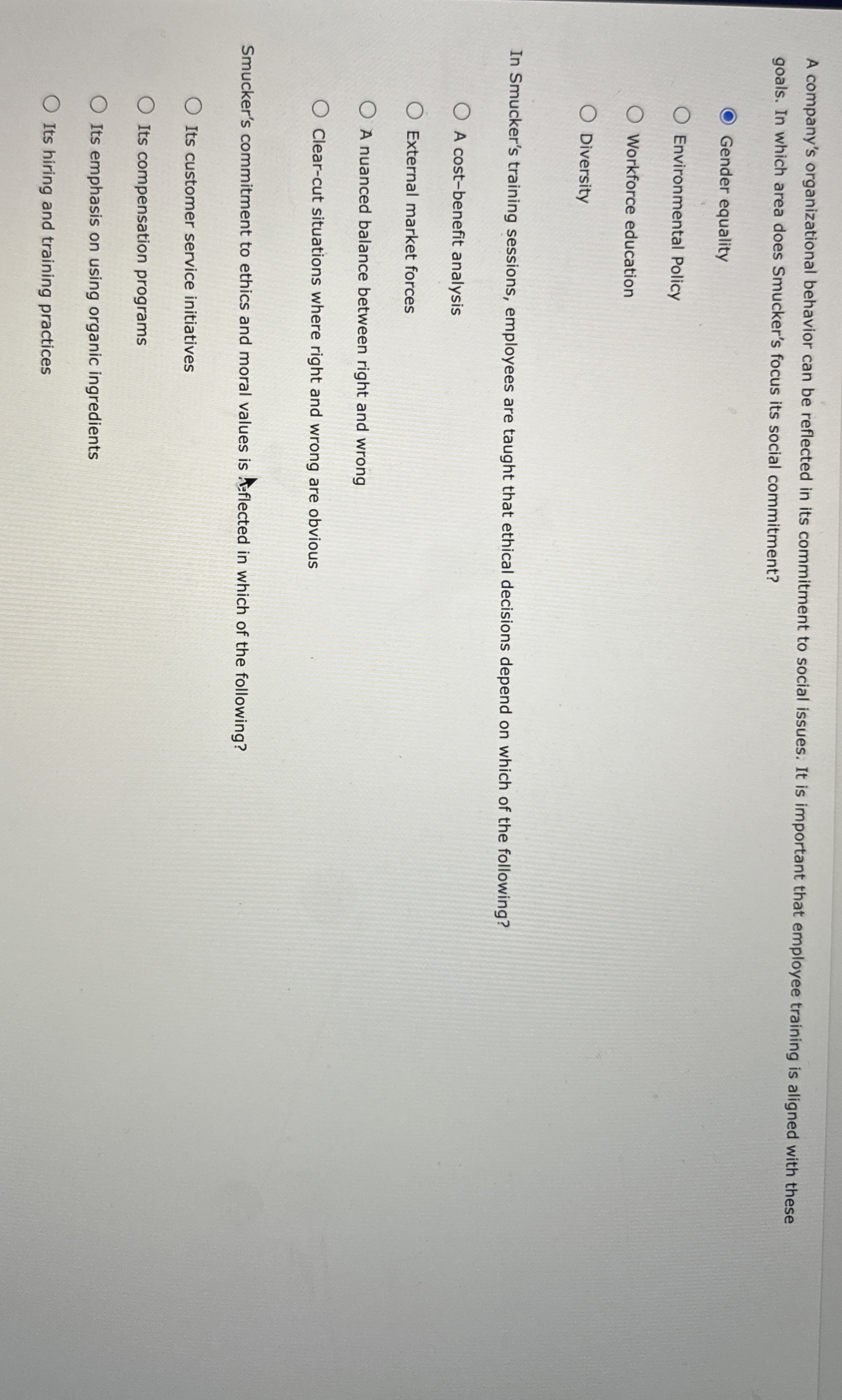  A company's organizational behavior can be reflected in its commitment to