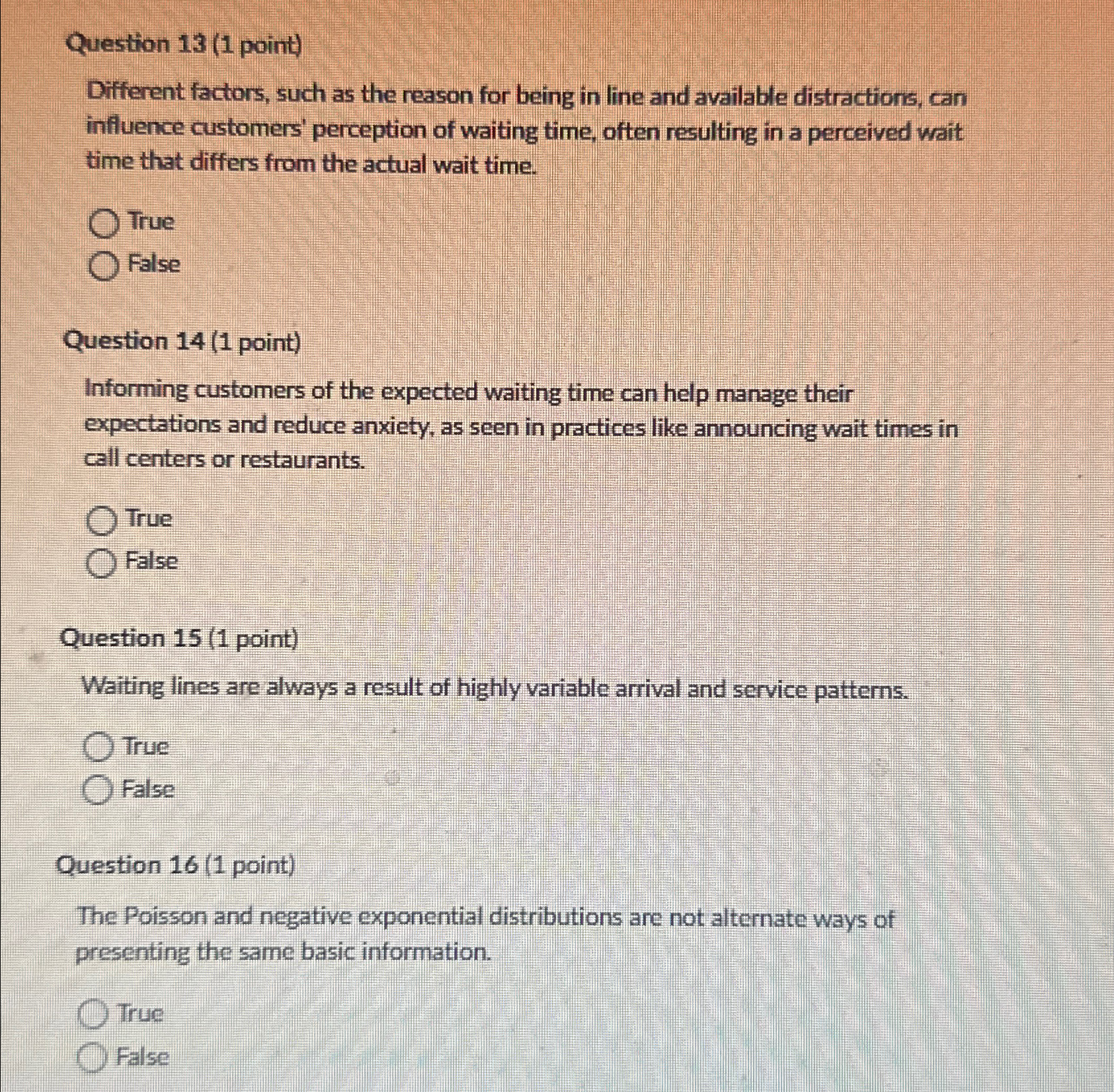  Question 13(1 point) Different factors, such as the reason for being