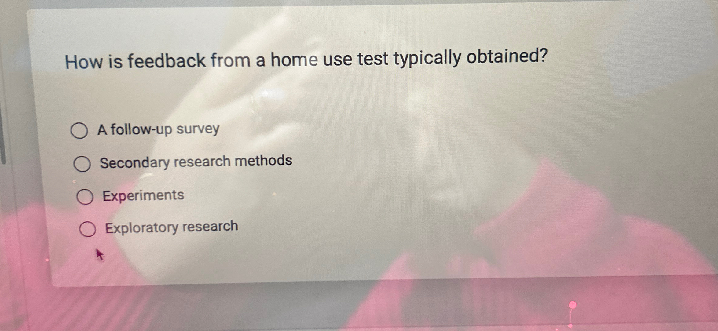  How is feedback from a home use test typically obtained? A