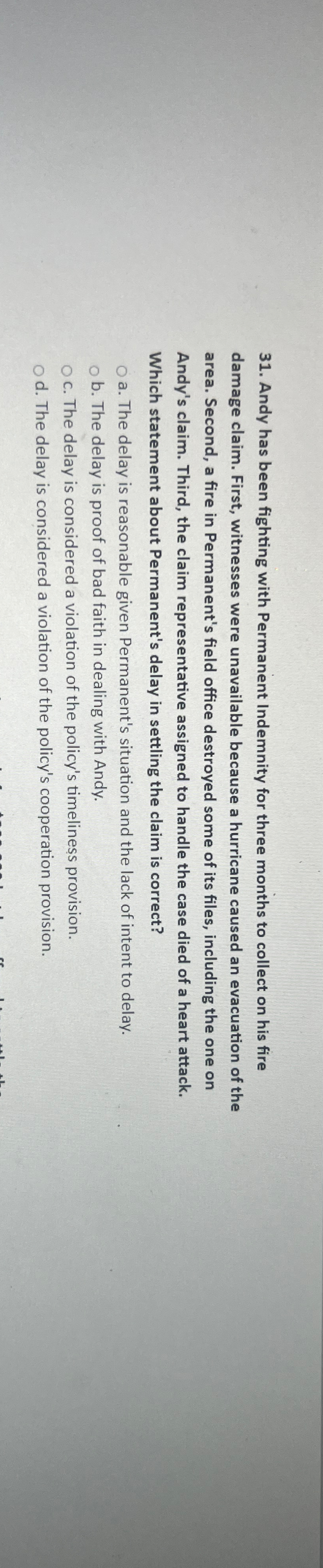  Andy has been fighting with Permanent Indemnity for three months to