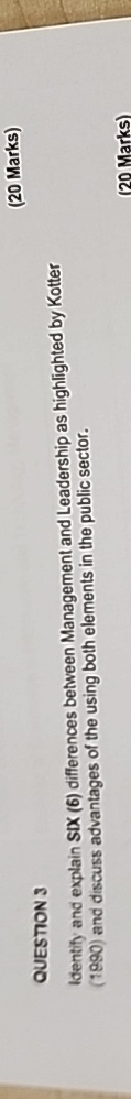  QUESTION 3 (20 Marks) Identify and explain SIX (6) differences between