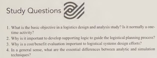  Please answer these 4 questions from the textbook, Supply Chain Logistics