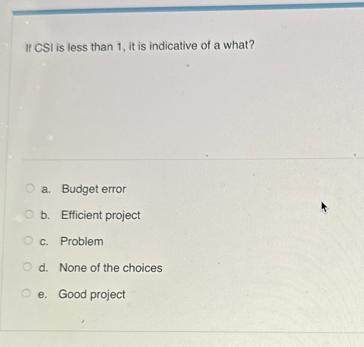  If CSI is less than 1, it is indicative of a