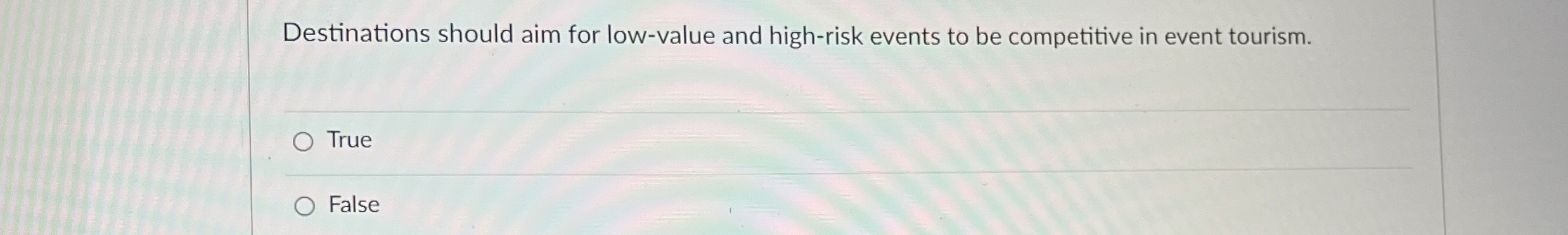  Destinations should aim for low-value and high-risk events to be competitive