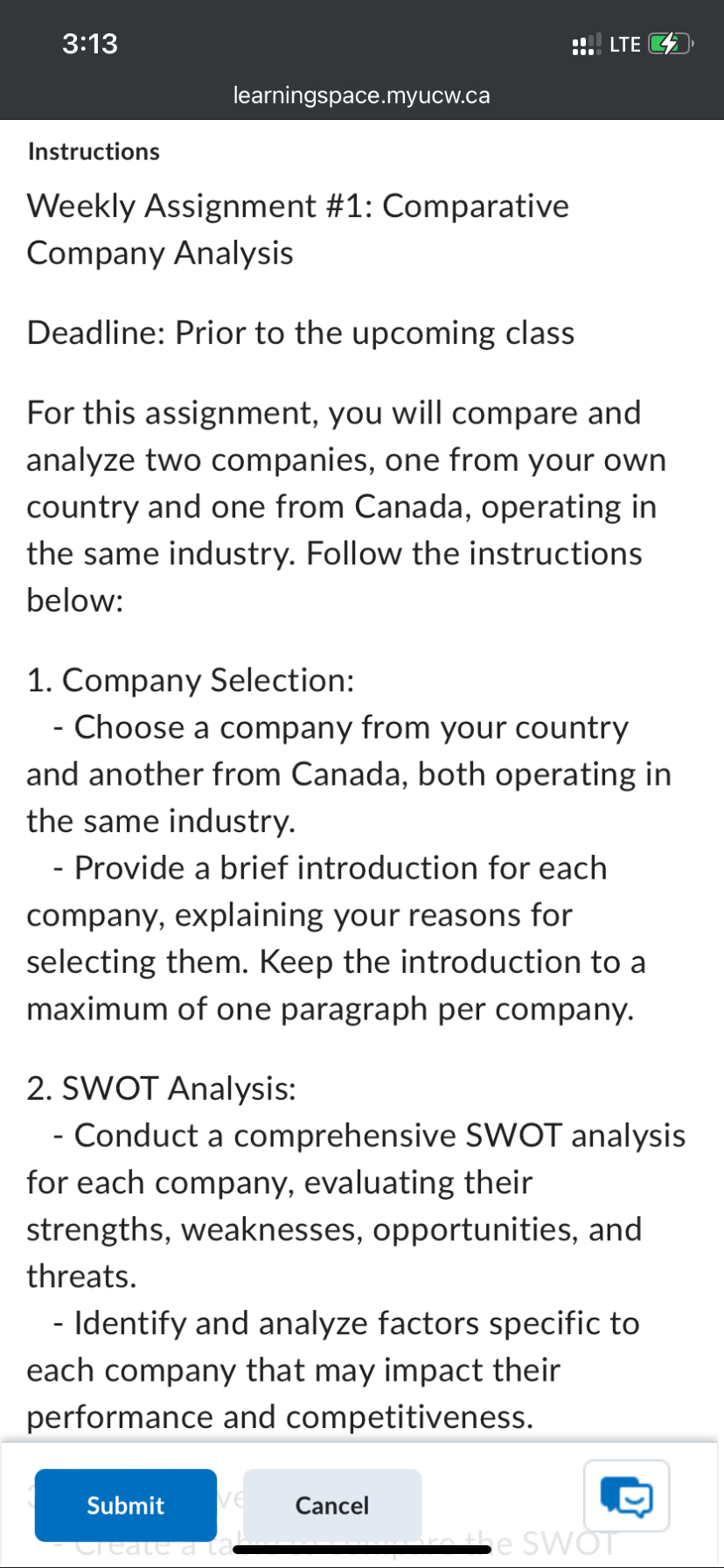  Company Analysis For this assignment, you will compare and analyze two