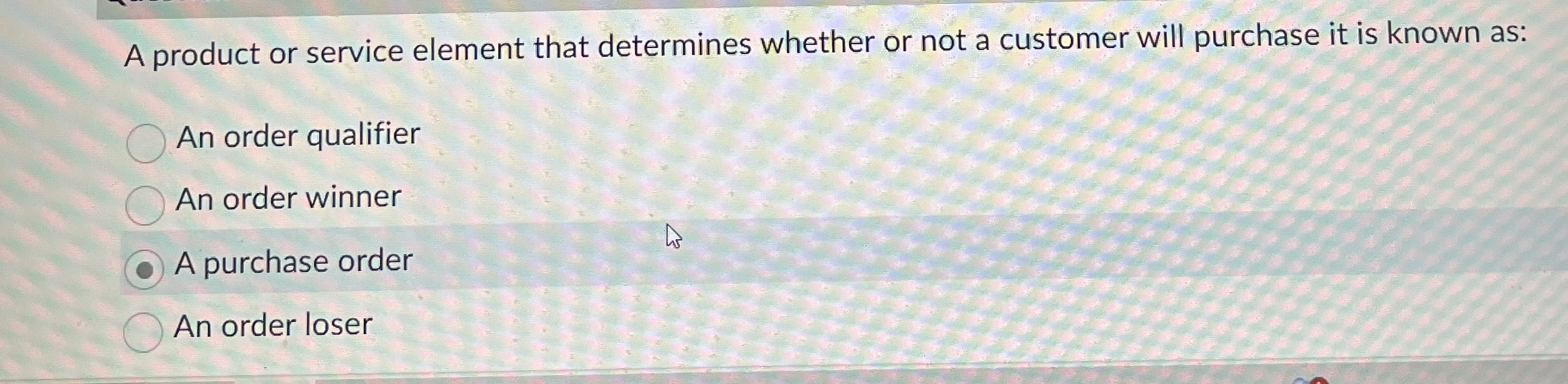  A product or service element that determines whether or not a