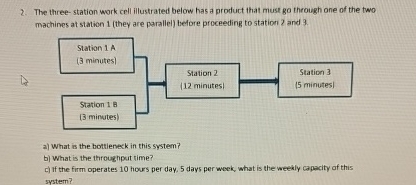  The three- station work cell illustrated below has a product that