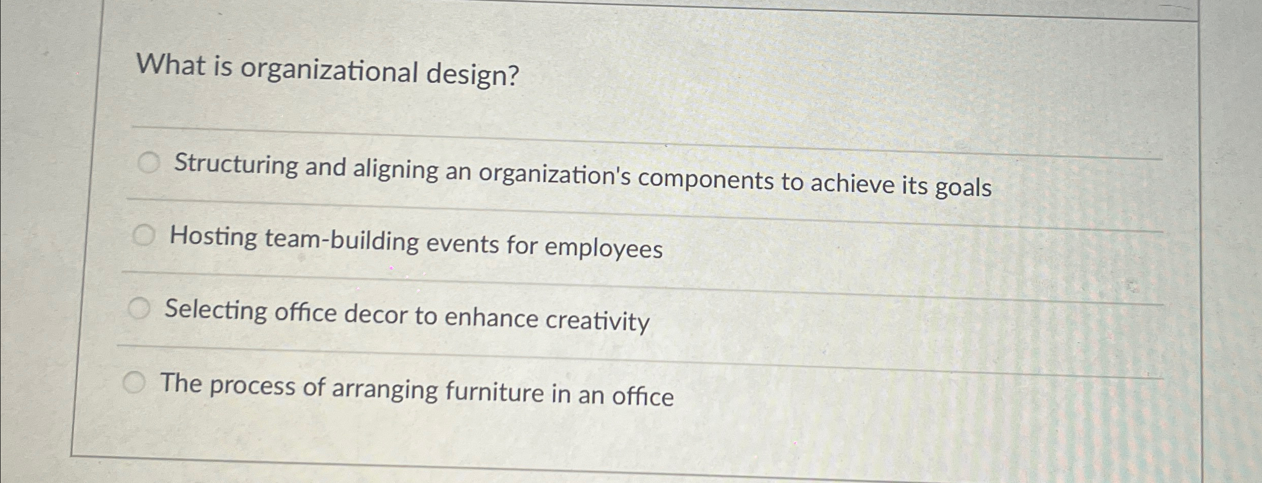  What is organizational design? Structuring and aligning an organization's components to