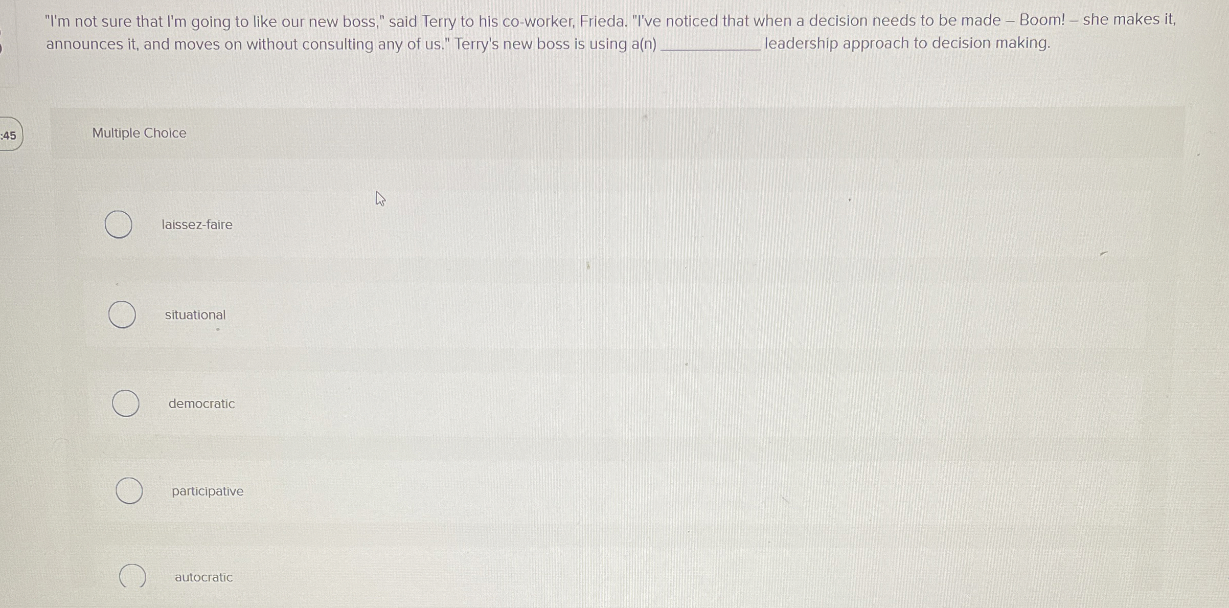  "I'm not sure that I'm going to like our new boss,"