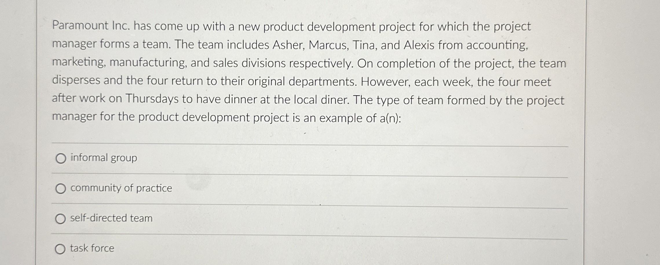  Paramount Inc. has come up with a new product development project