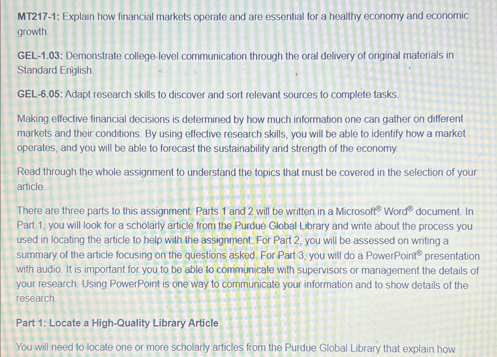  MT217-1: Explain how financial markets operate and are essential for a