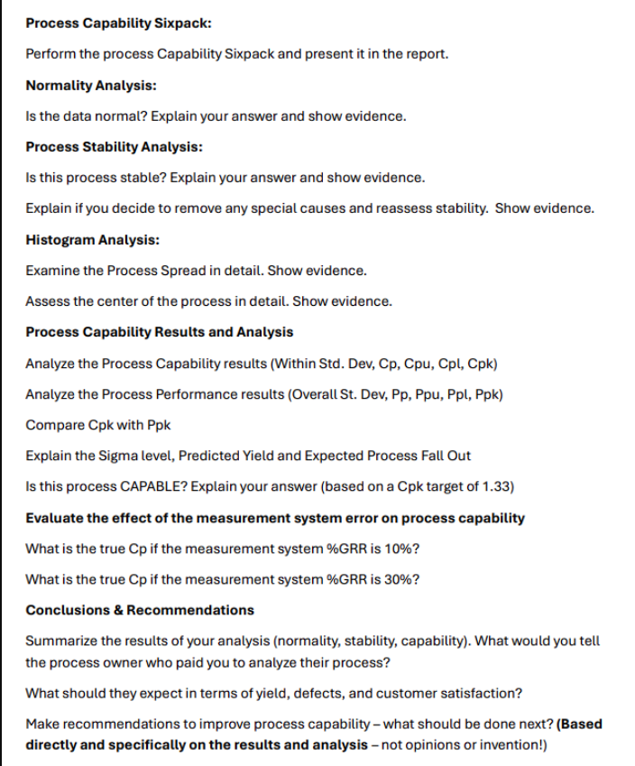  Process Capability Sixpack: Perform the process Capability Sixpack and present it