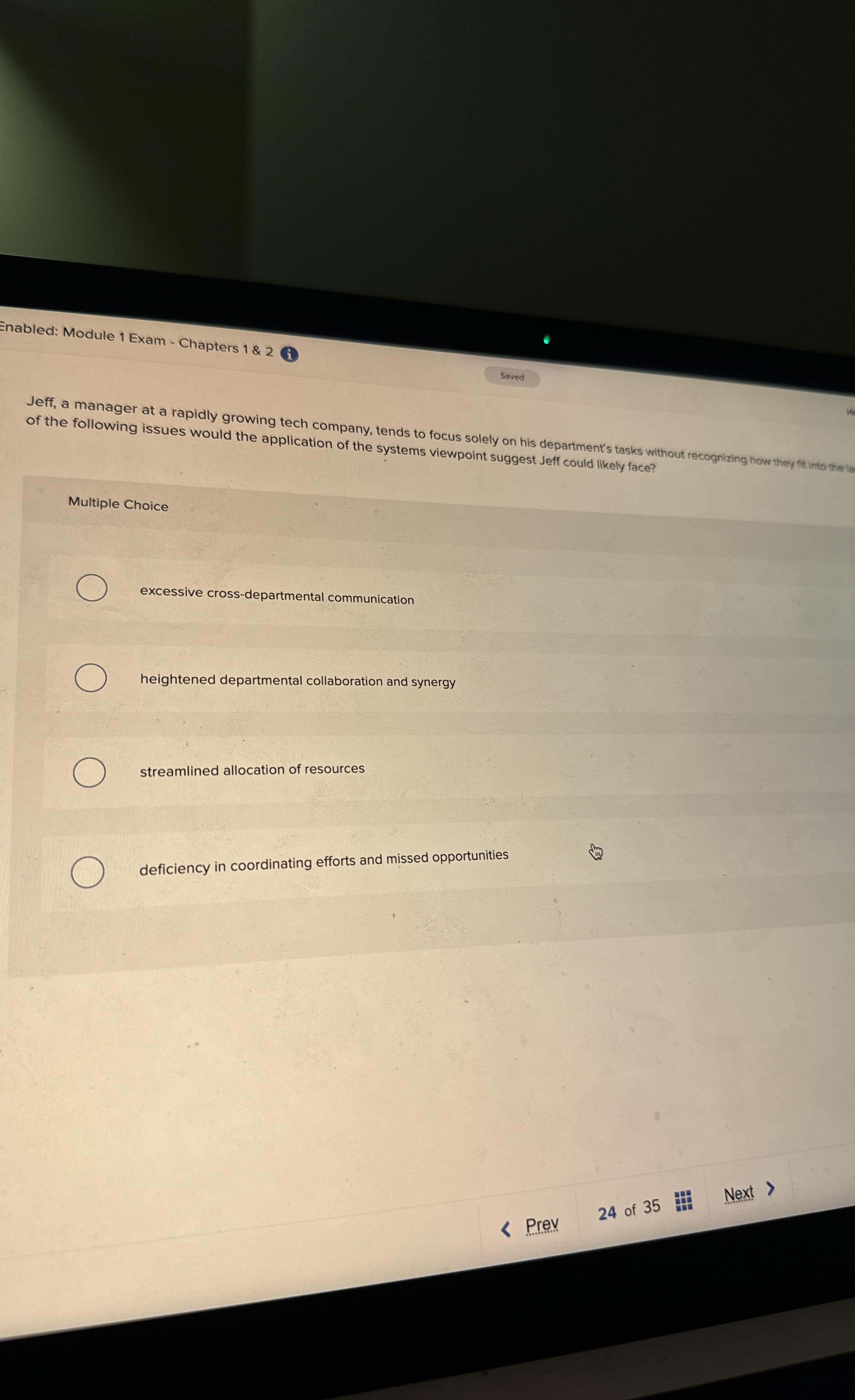 Enabled: Module 1 Exam - Chapters 1 & 2 Saved Jeff,
