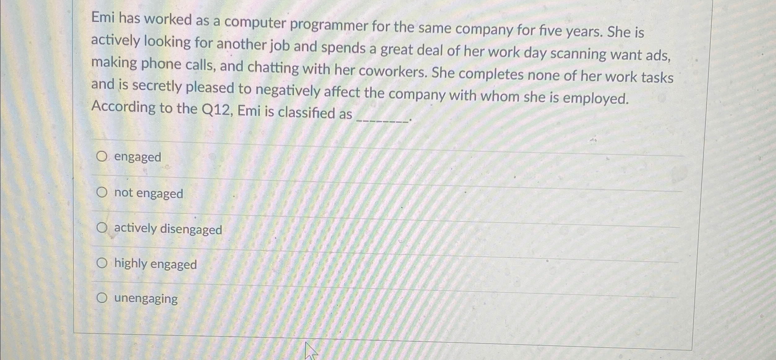  Emi has worked as a computer programmer for the same company