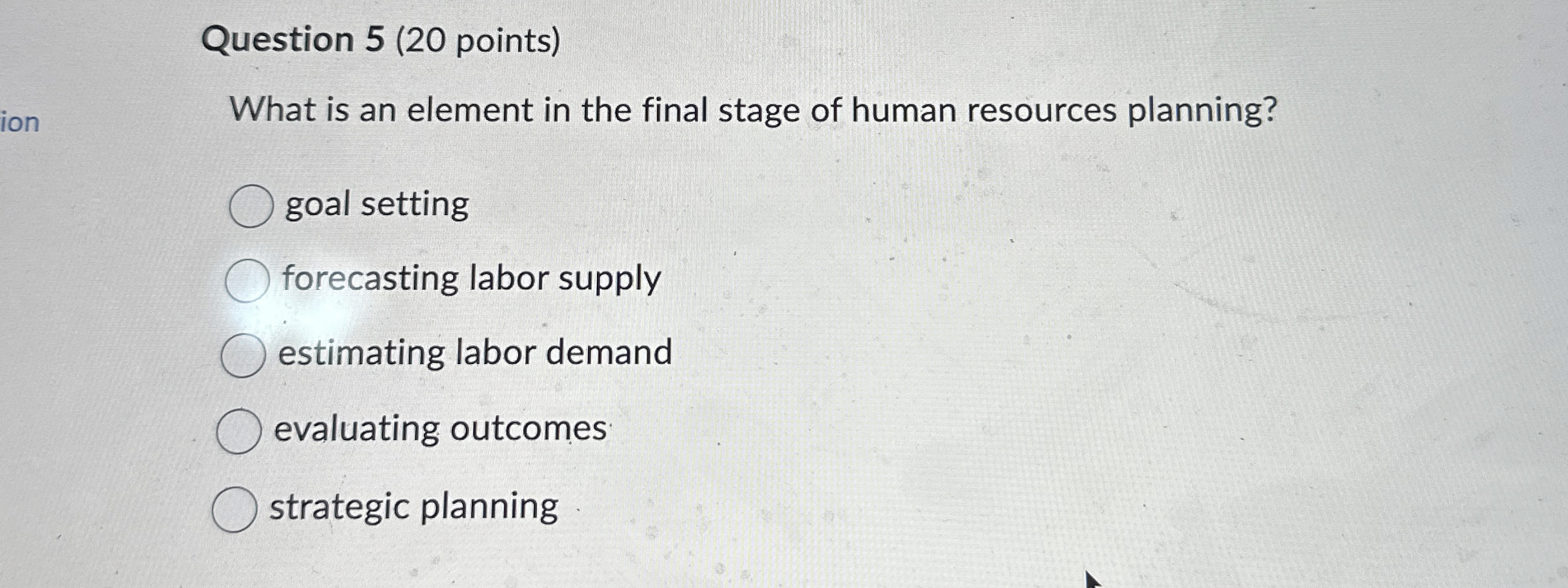  Question 5(20 points) What is an element in the final stage