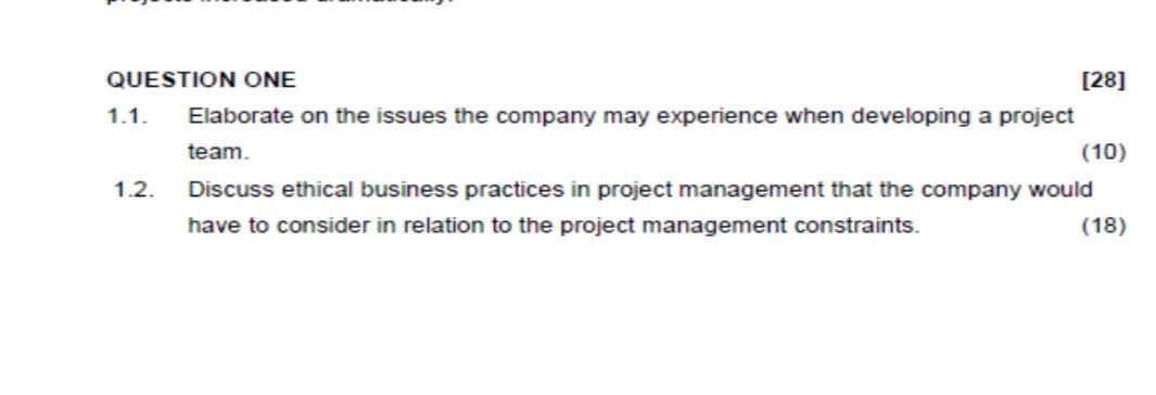  QUESTION ONE [28] 1.1. Elaborate on the issues the company may