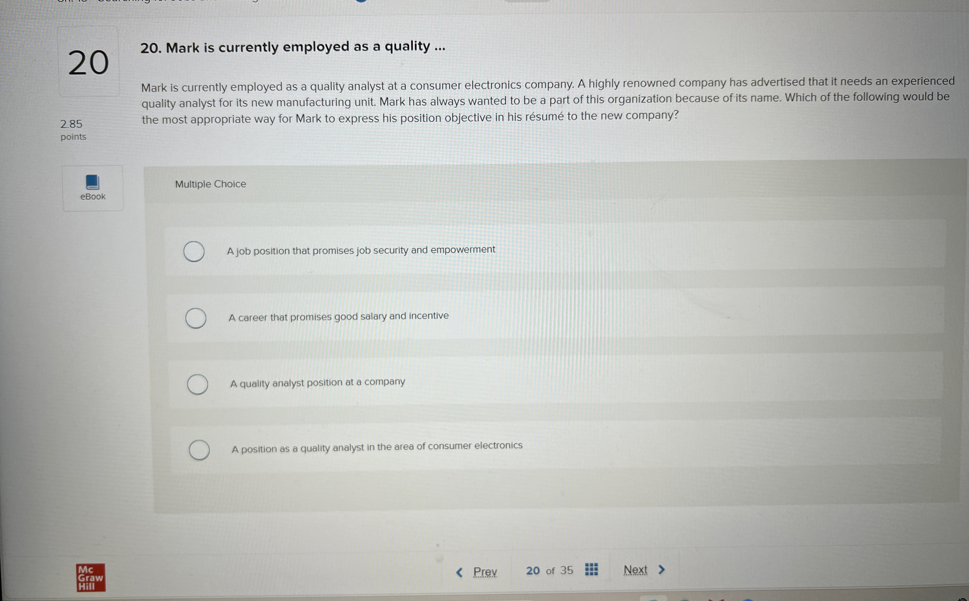  20 20. Mark is currently employed as a quality ... Mark