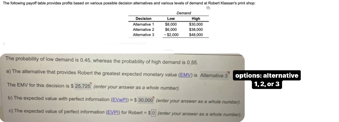  Please solve all 4 blanks. The options for part a are