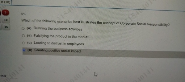  B(10) 5 Q4. 10 Which of the following scenarios best illustrates