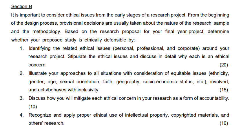  Section B It is important to consider ethical issues from the